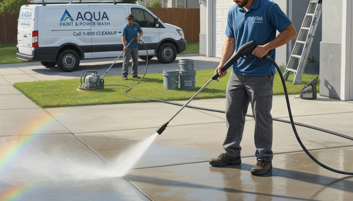 Concrete pressure cleaning in Wilmington, NC by Wilmington Paint Pros for driveways and patios